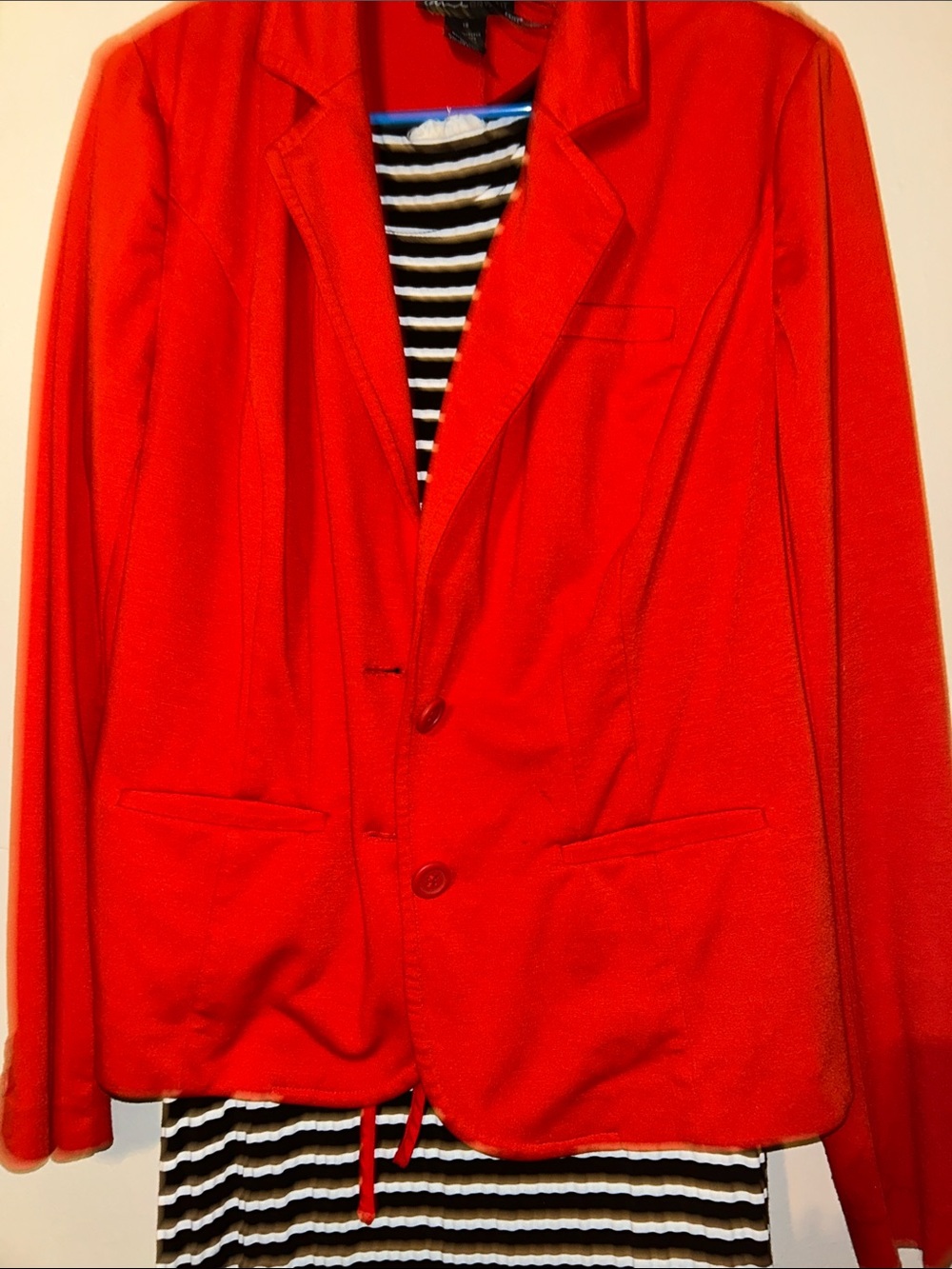 Knit Red Blazer 2 Button with Pockets GUC